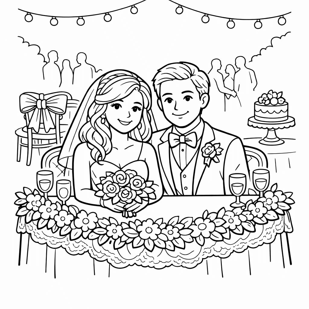 Free printable coloring page: Wedding Rings, for ages 7-12