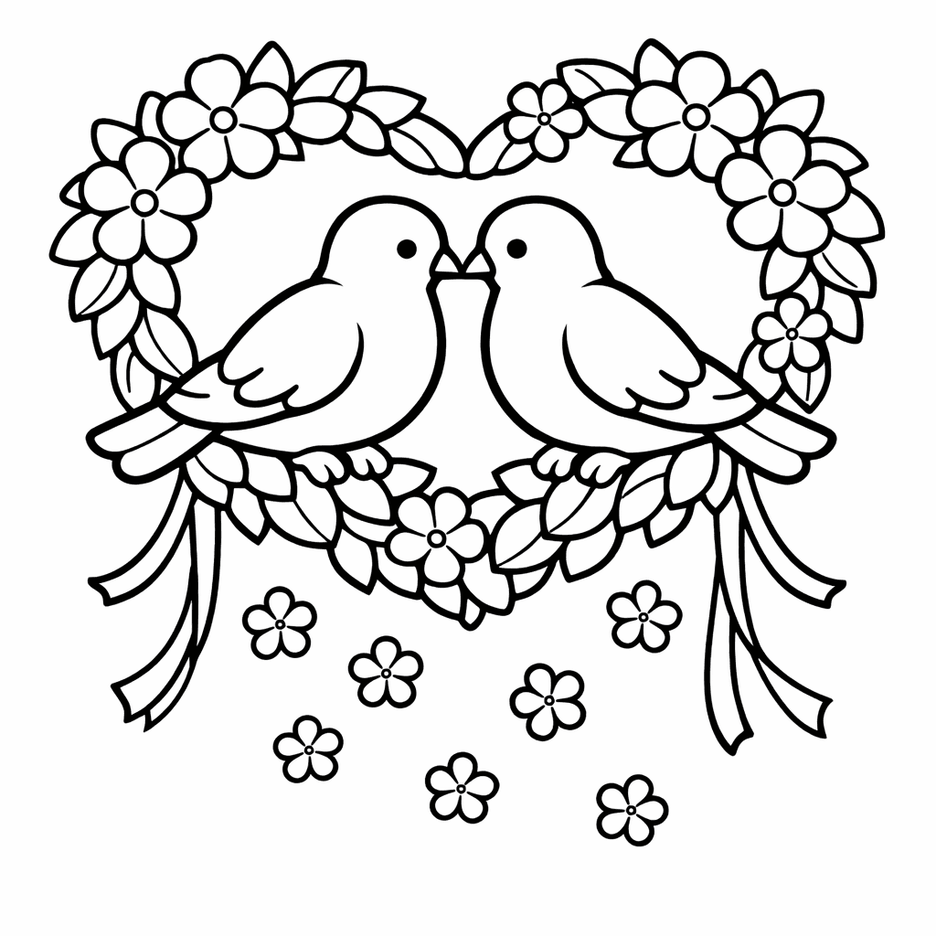 Free printable coloring page: Wedding Bells, for ages 3-6
