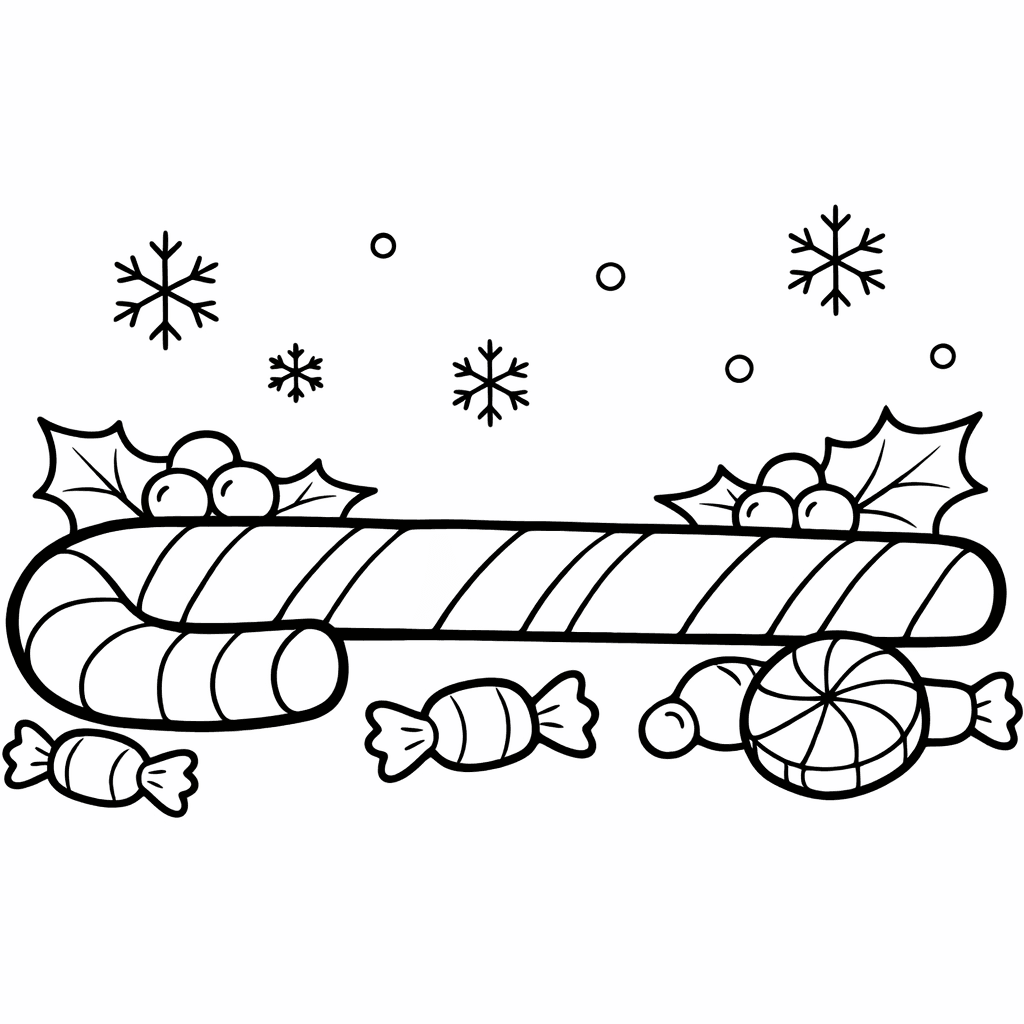 Free printable coloring page: Object Only: Two Or Three Candy Canes Side…, for ages 3-6