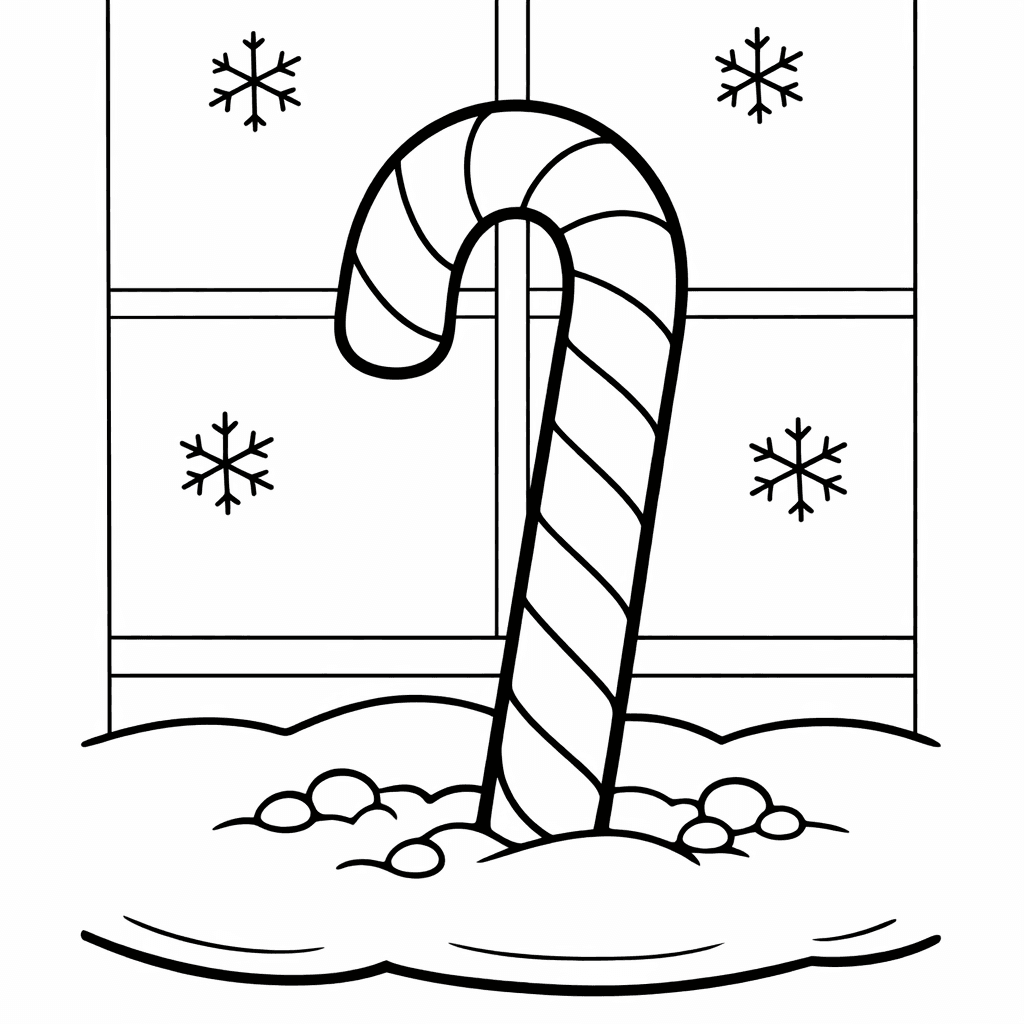 Free printable coloring page: Candy Cane Single, for ages 3-6