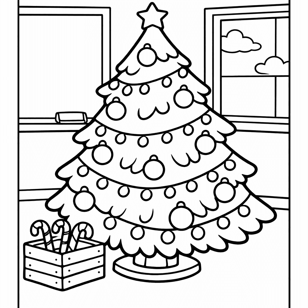 Free printable coloring page: Christmas Tree Outline, for ages 3-6