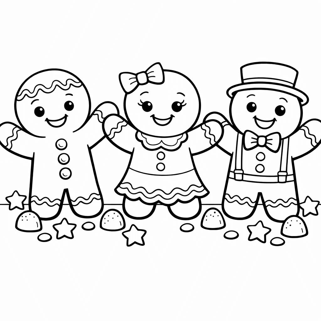 Free printable coloring page: Gingerbread Cookie, for ages 7-12