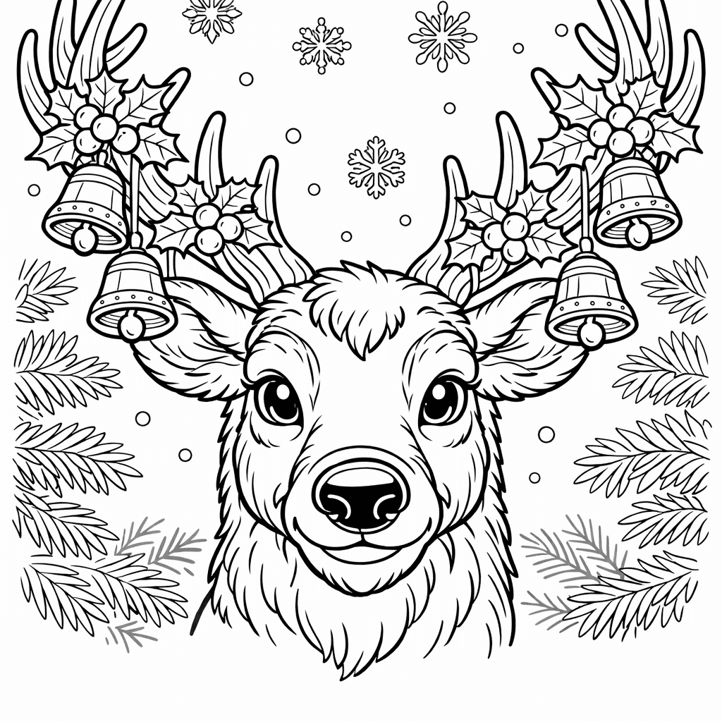 Free printable coloring page: Rudolph Reindeer, for ages 7-12