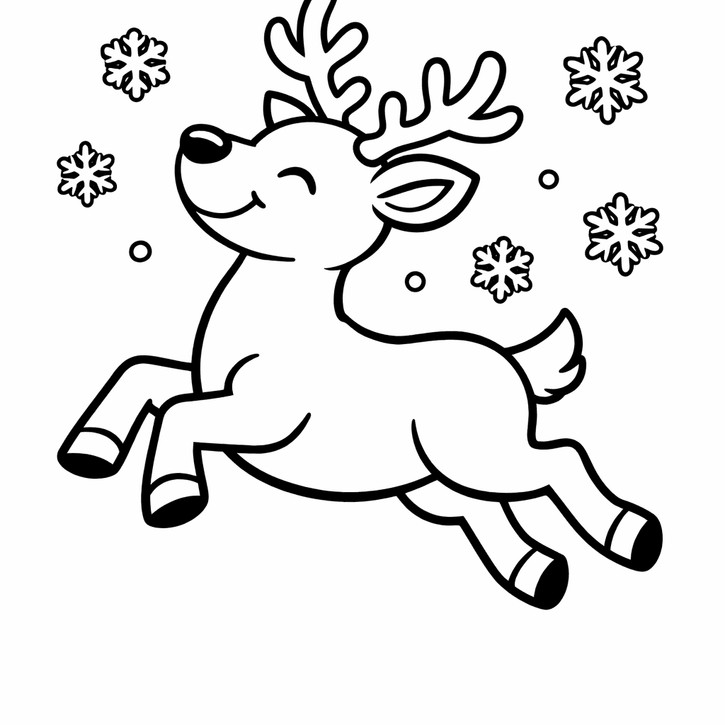 Free printable coloring page: Reindeer Simple, for ages 7-12