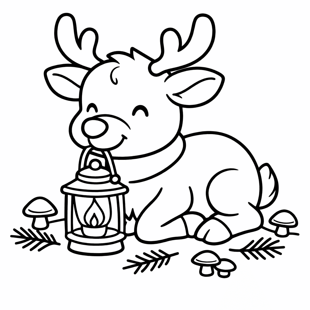 Free printable coloring page: Reindeer And Antlers, for ages 3-6
