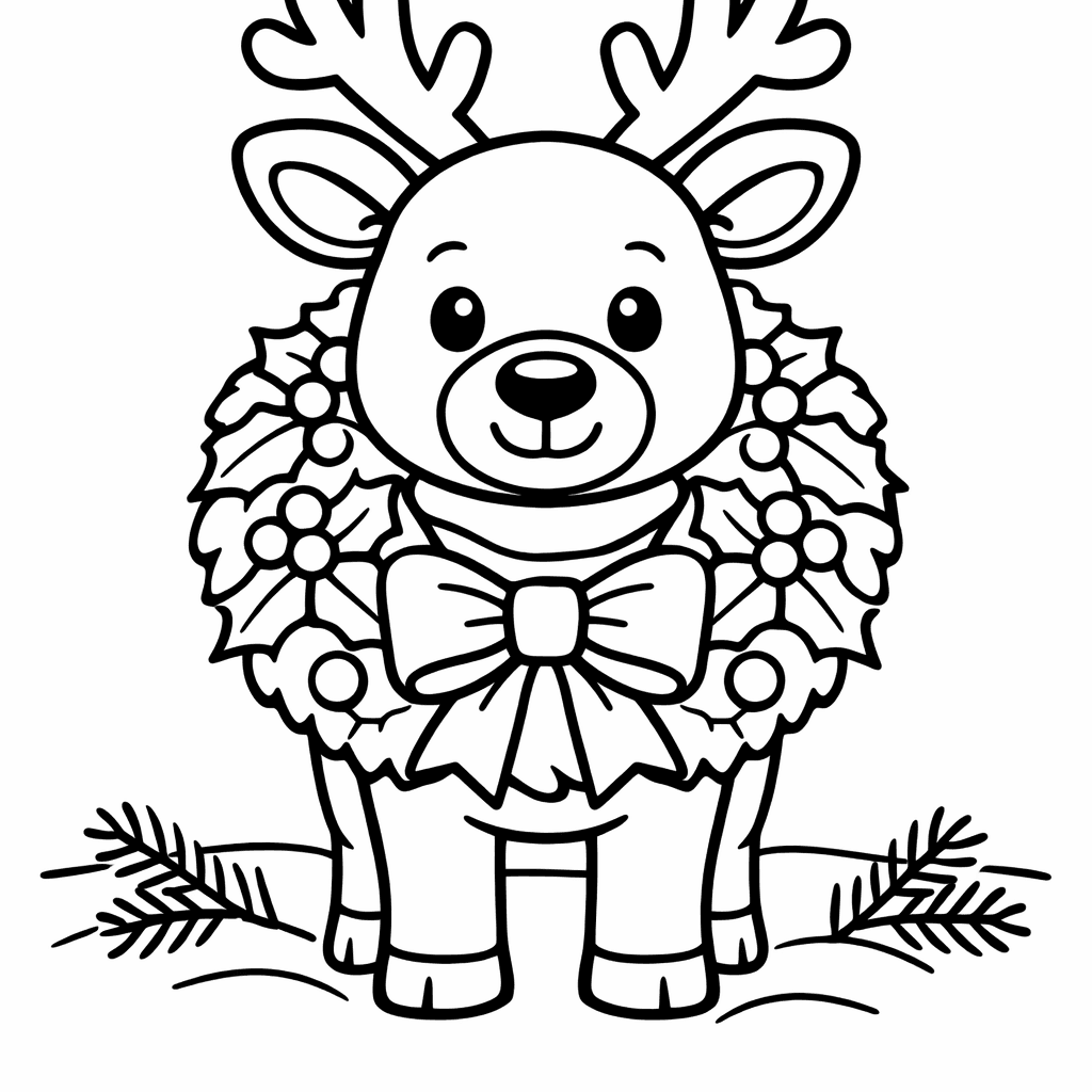 Free printable coloring page: Reindeer Face, for ages 3-6