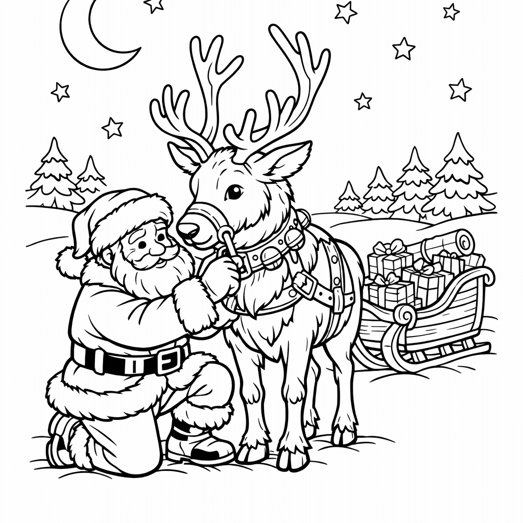 Free printable coloring page: Santa And Sack, for ages 7-12