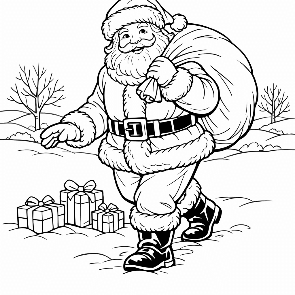 Free printable coloring page: Santa Face, for ages 7-12