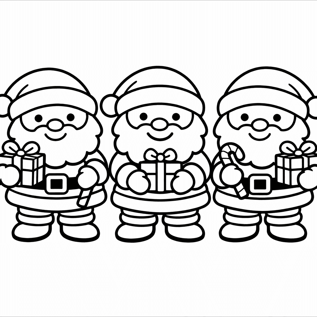 Free printable coloring page: Friendly Santa, for ages 3-6