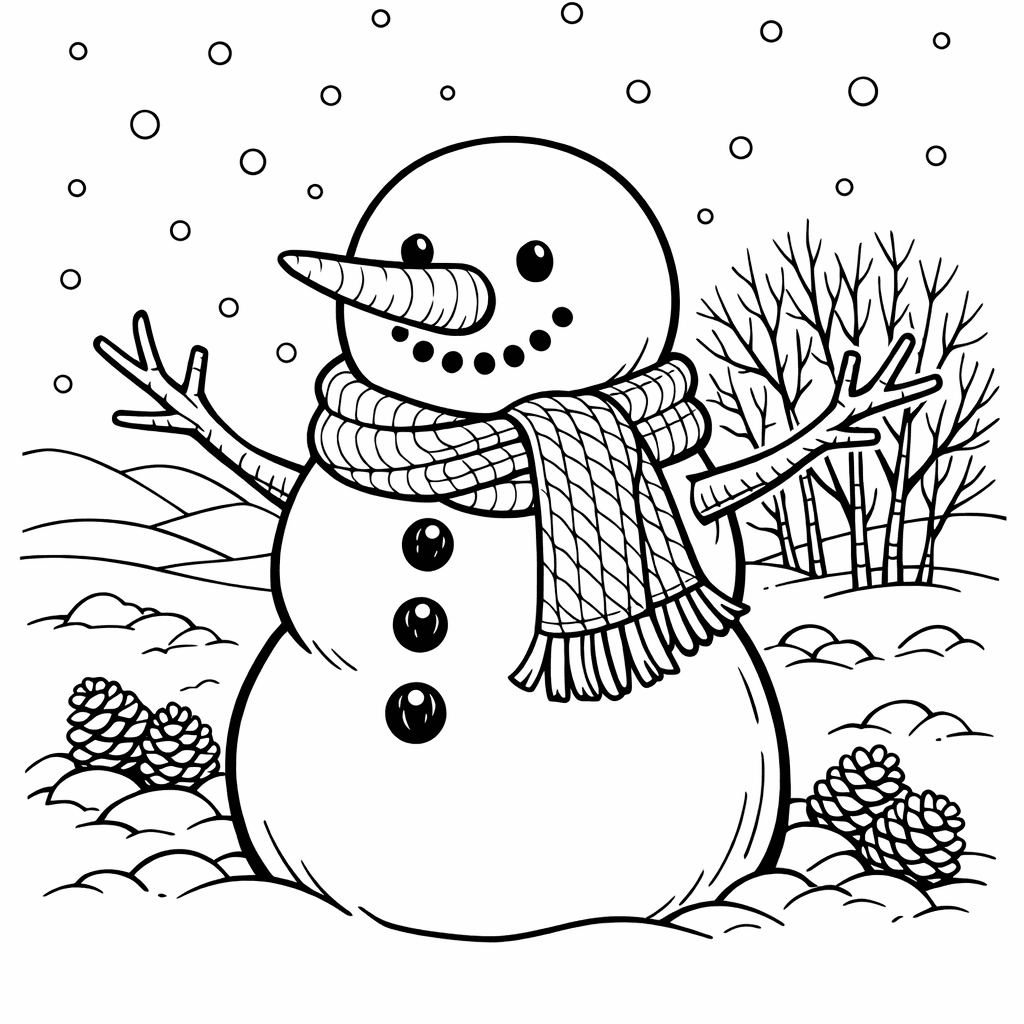 Free printable coloring page: Object Only: Two Or Three Snowmans Side By…, for ages 7-12