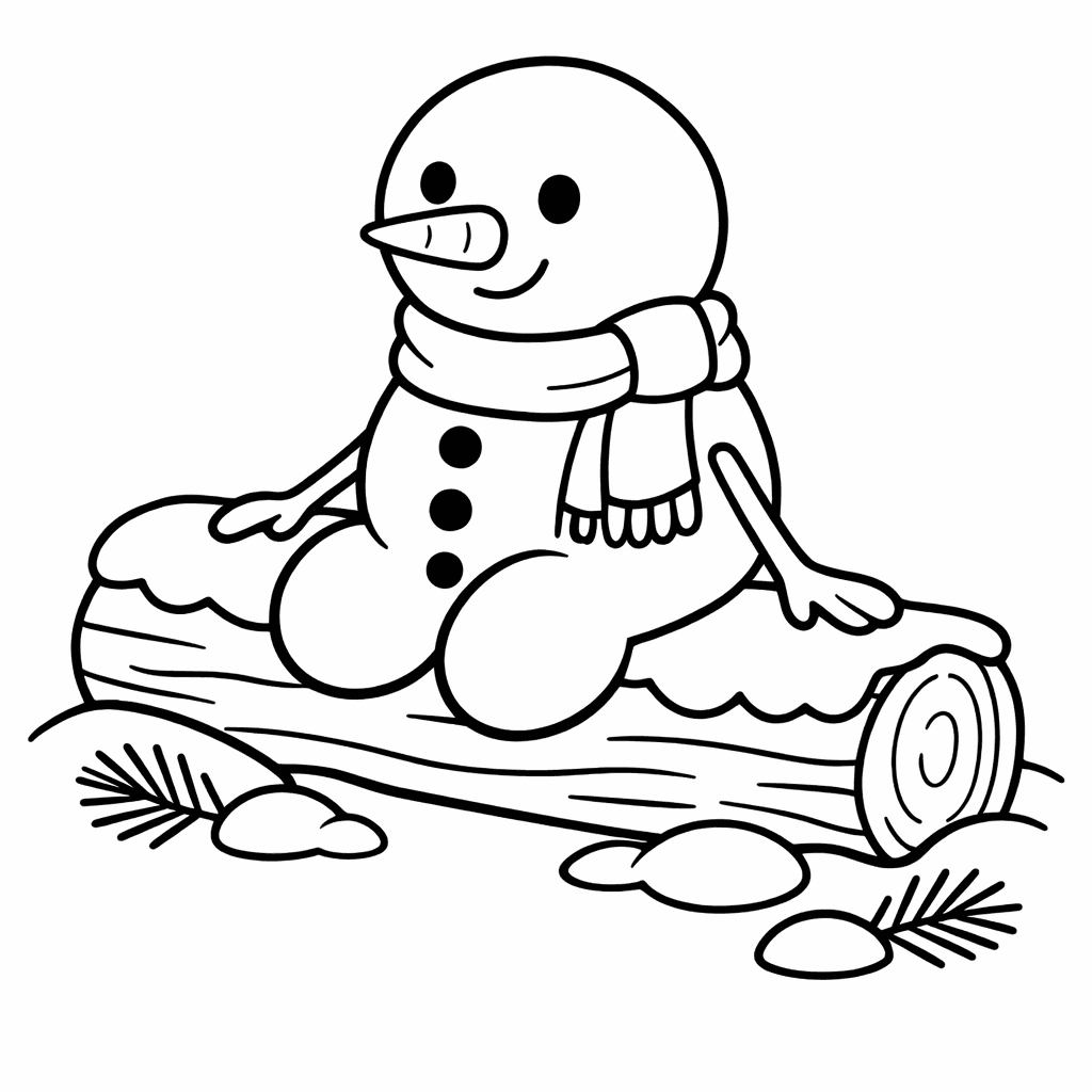 Free printable coloring page: Snowman And Scarf, for ages 3-6