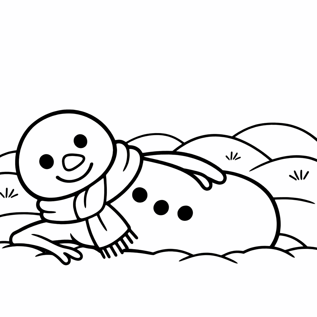 Free printable coloring page: Object Only: Two Or Three Snowmans Side By…, for ages 3-6