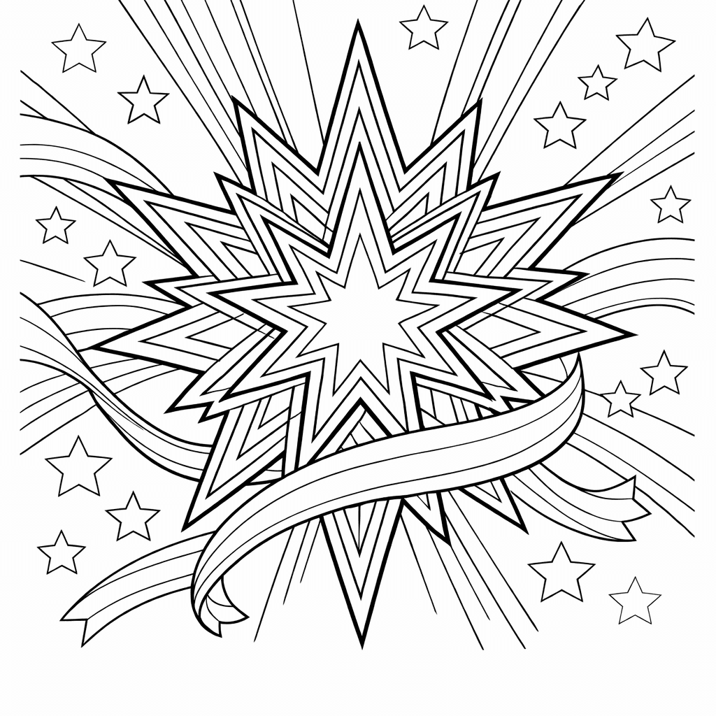 Free printable coloring page: Tree Topper Star, for ages 7-12