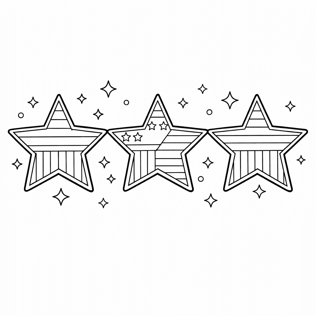 Free printable coloring page: Object Only: A Cute Star With Clean Outlines,…, for ages 7-12