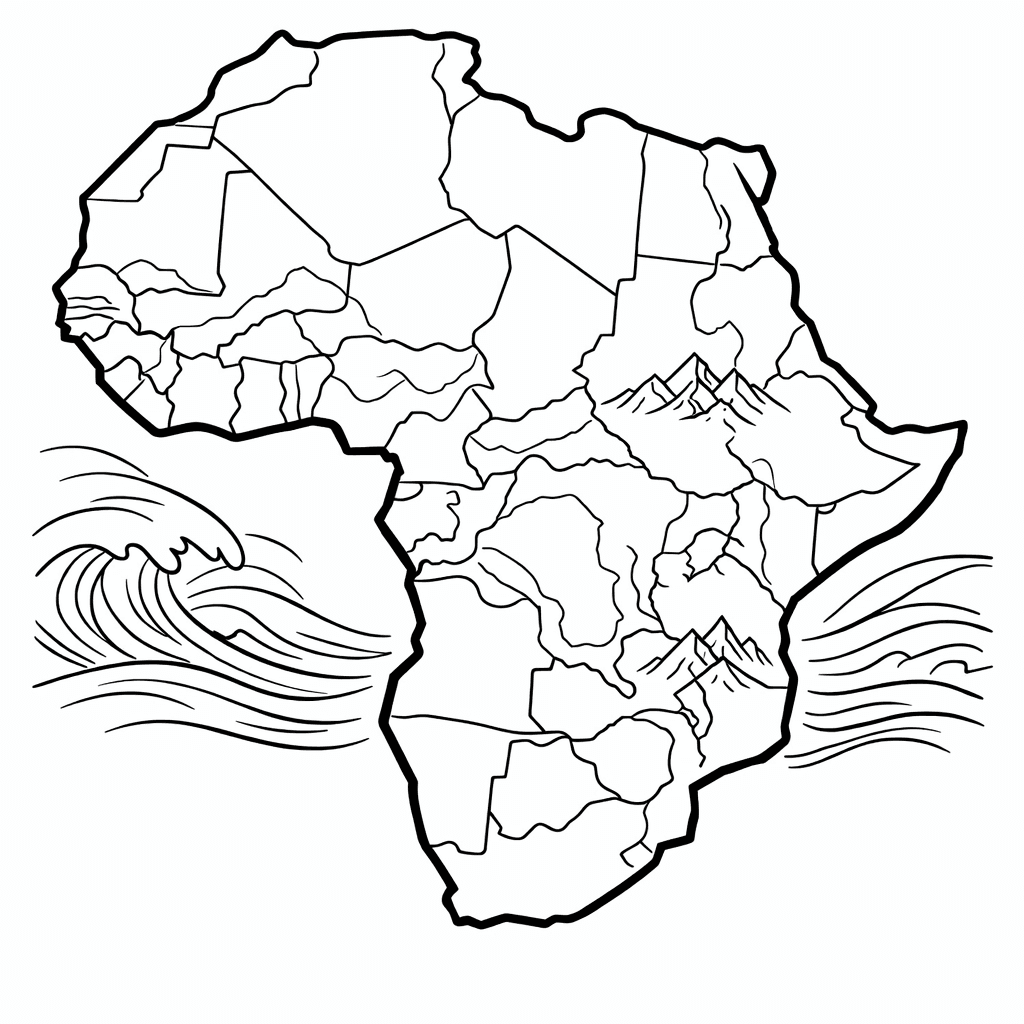 Free printable coloring page: Continent Shape, for ages 7-12