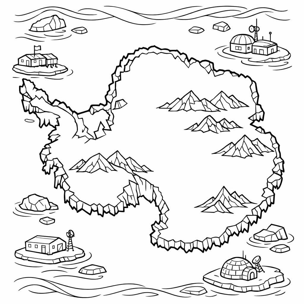 Free printable coloring page: Object Only: Two Or Three Antarcticas Side By…, for ages 7-12