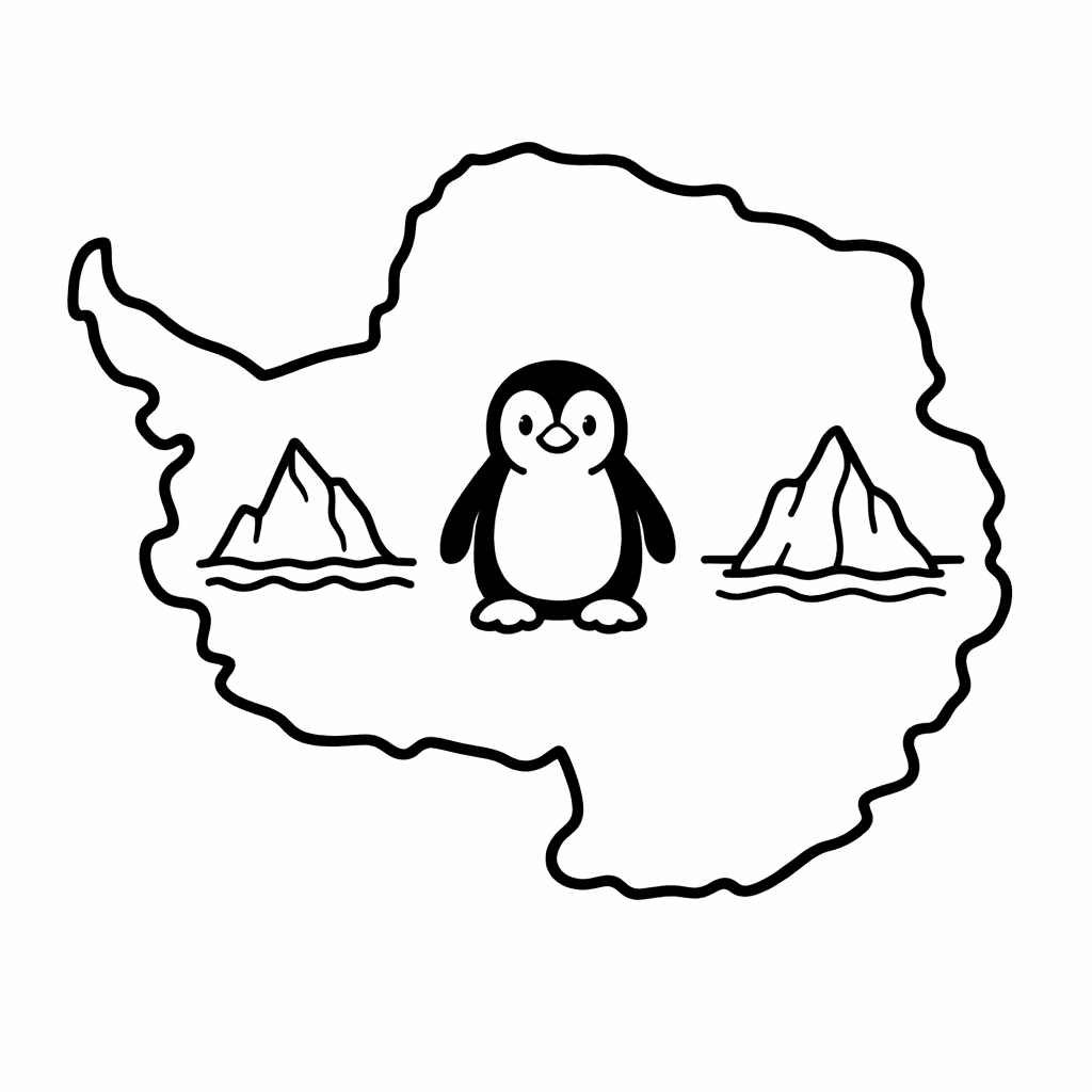 Free printable coloring page: Antarctica And Ice, for ages 3-6