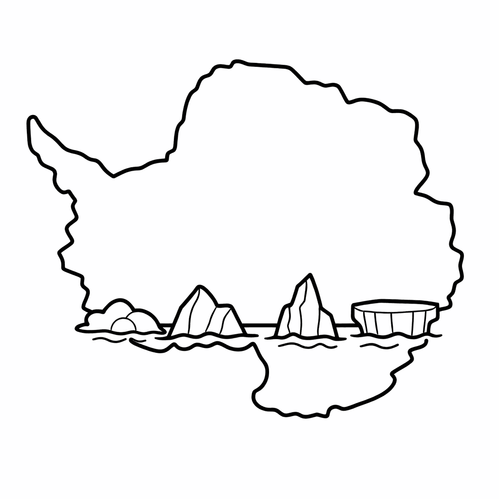 Antarctica Coloring Page — Object Only: A Cute Antarctica With Clean Outlines,…