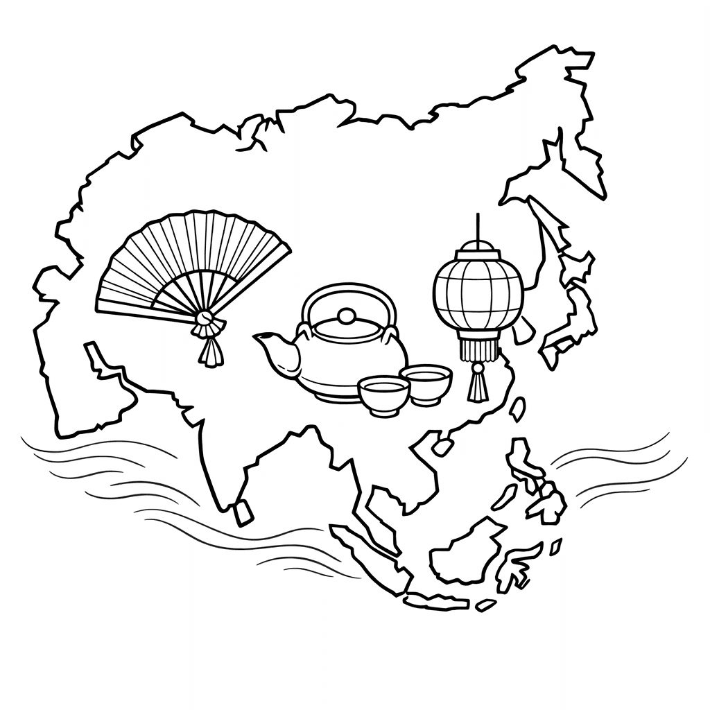 Free printable coloring page: Continent Shape, for ages 7-12