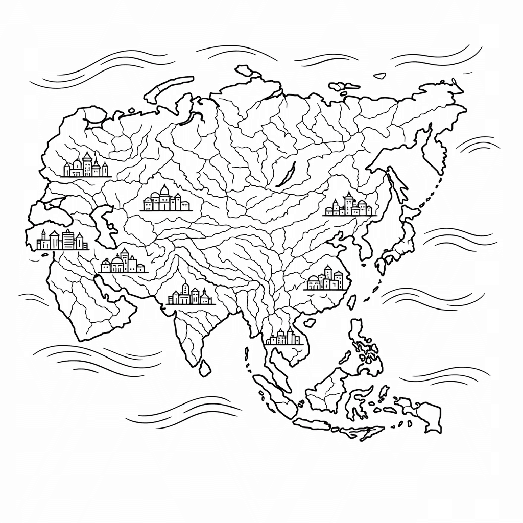 Free printable coloring page: Object Only: Two Or Three Asias Side By…, for ages 7-12