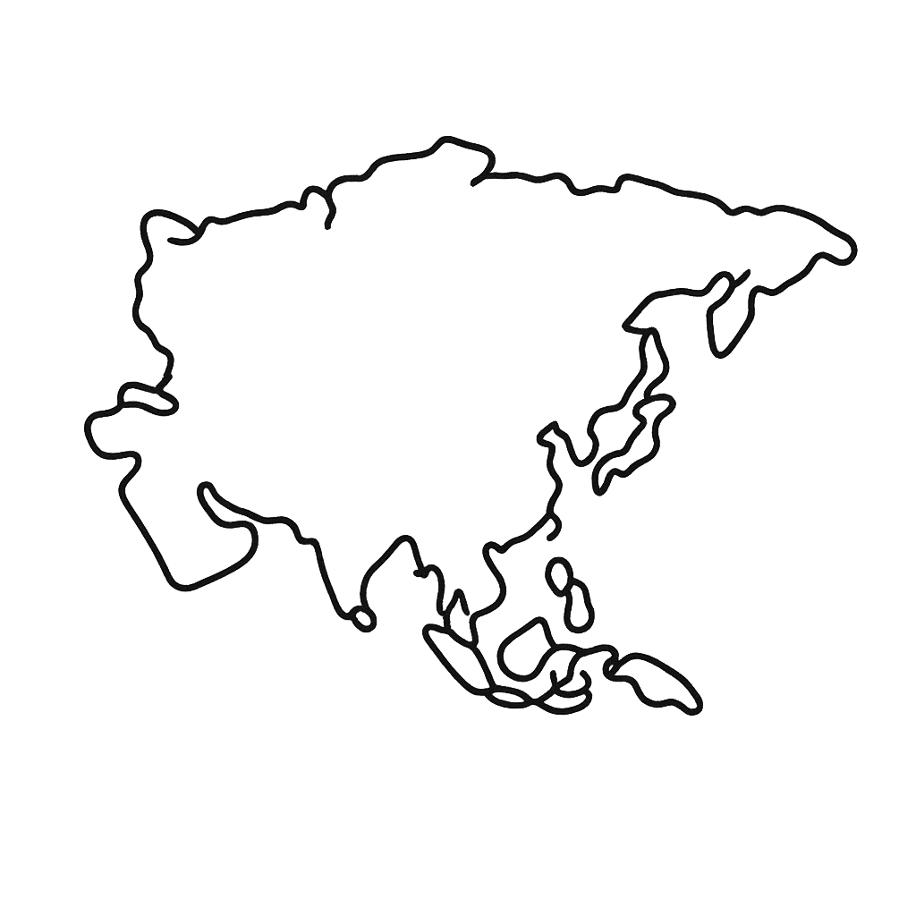 Asia Coloring Page — Object Only: A Cute Asia With Clean Outlines,…