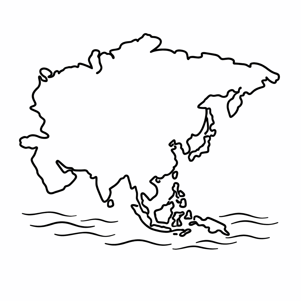 Asia Coloring Page — Asia Outline Map
