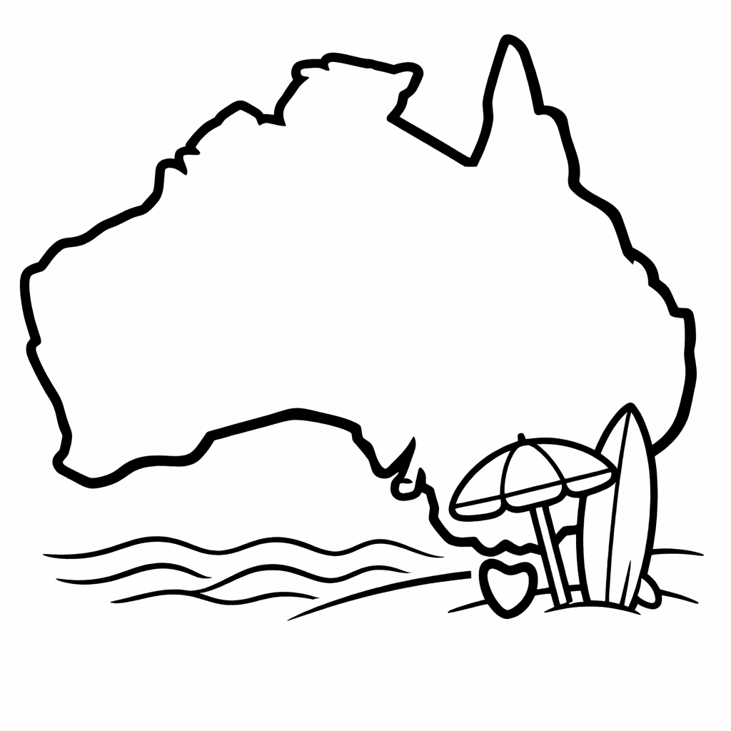 Free printable coloring page: Continent Shape, for ages 3-6