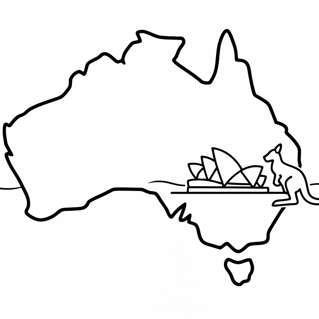 Australia Coloring Page — Australia Map