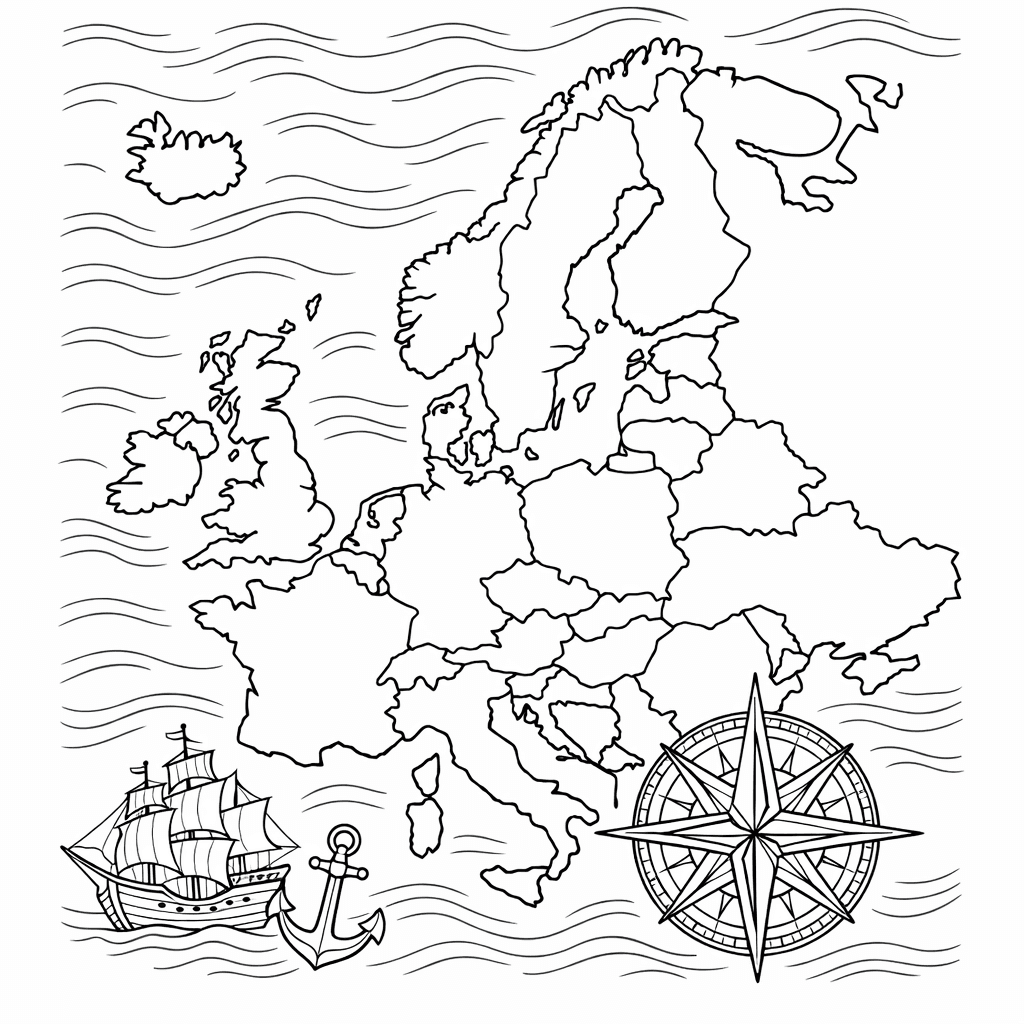 Free printable coloring page: Continent Shape, for ages 7-12