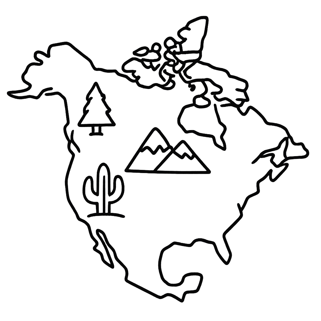 Free printable coloring page: Continent Shape, for ages 3-6