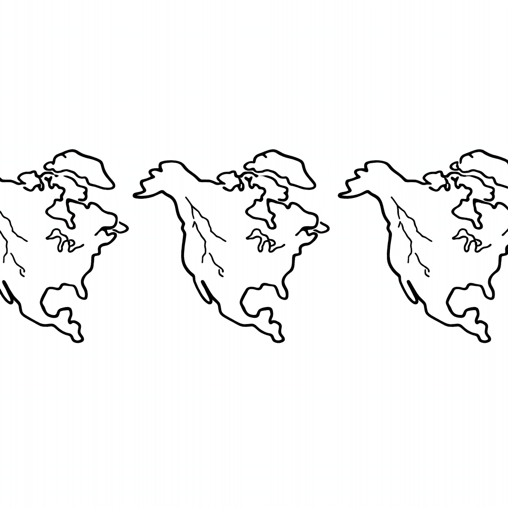 Free printable coloring page: North America Outline, for ages 3-6