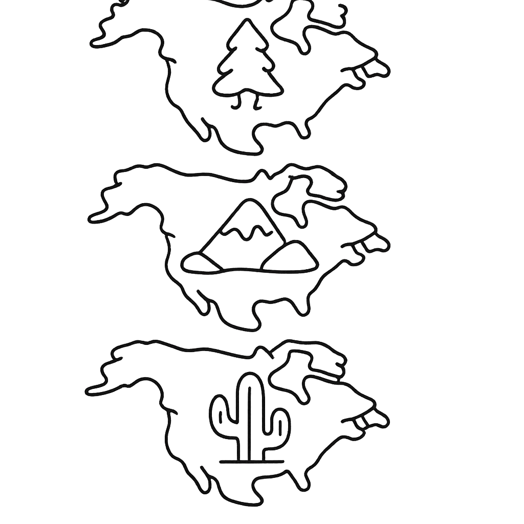 Free printable coloring page: Object Only: A Cute North America With Clean…, for ages 3-6