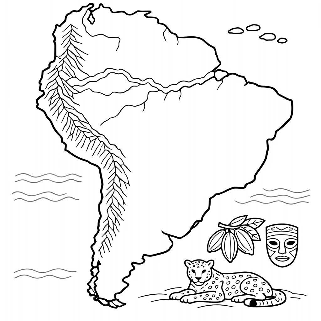 Free printable coloring page: Continent Shape, for ages 7-12