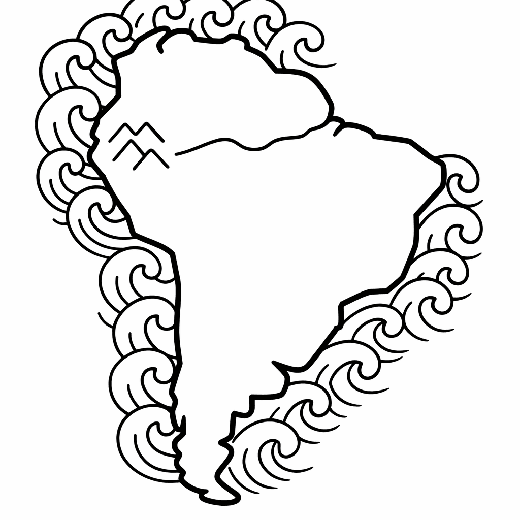 Free printable coloring page: Americas South, for ages 3-6