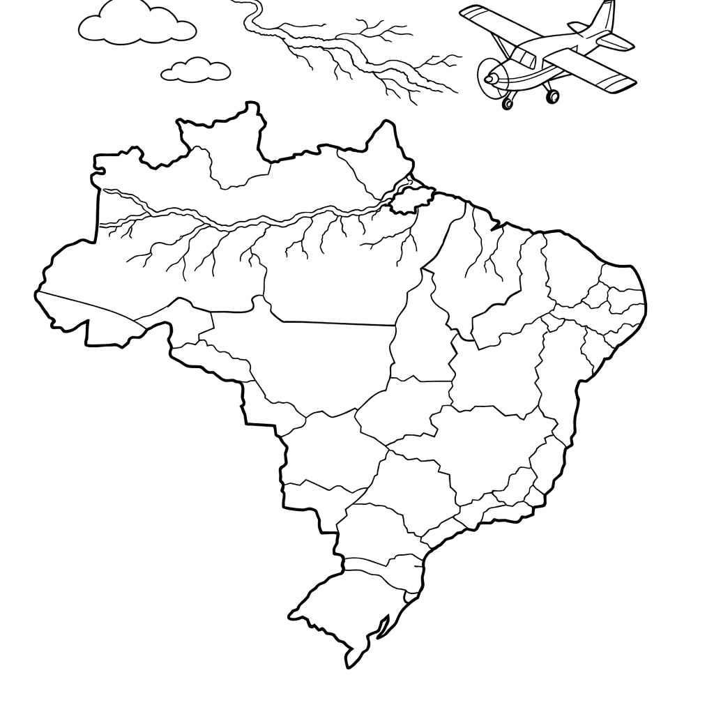 Free printable coloring page: Brazil Outline, for ages 7-12
