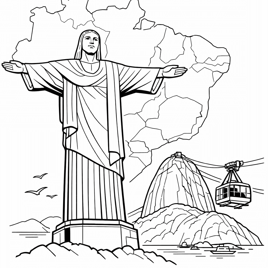 Free printable coloring page: Brazil Flag, for ages 7-12