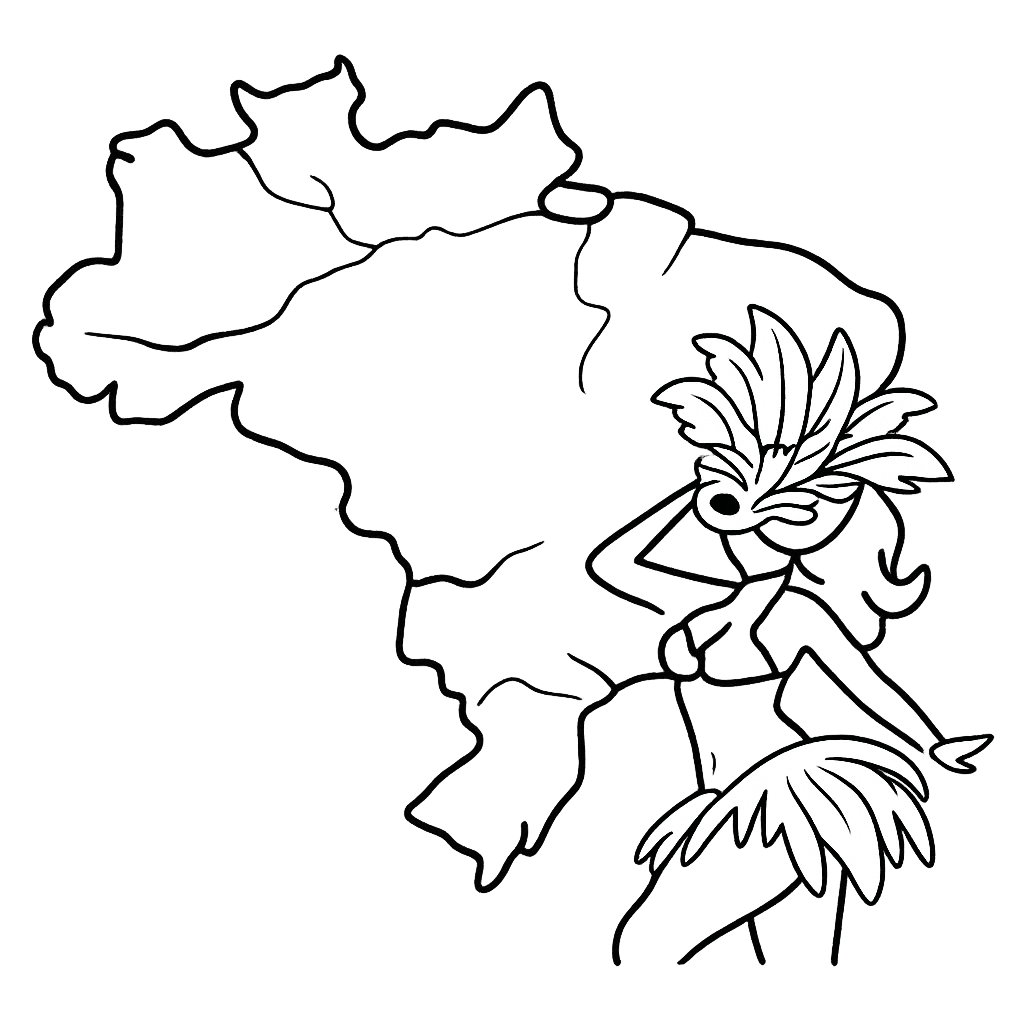 Brazil Coloring Page — Object Only: A Cute Brazil With Clean Outlines,…