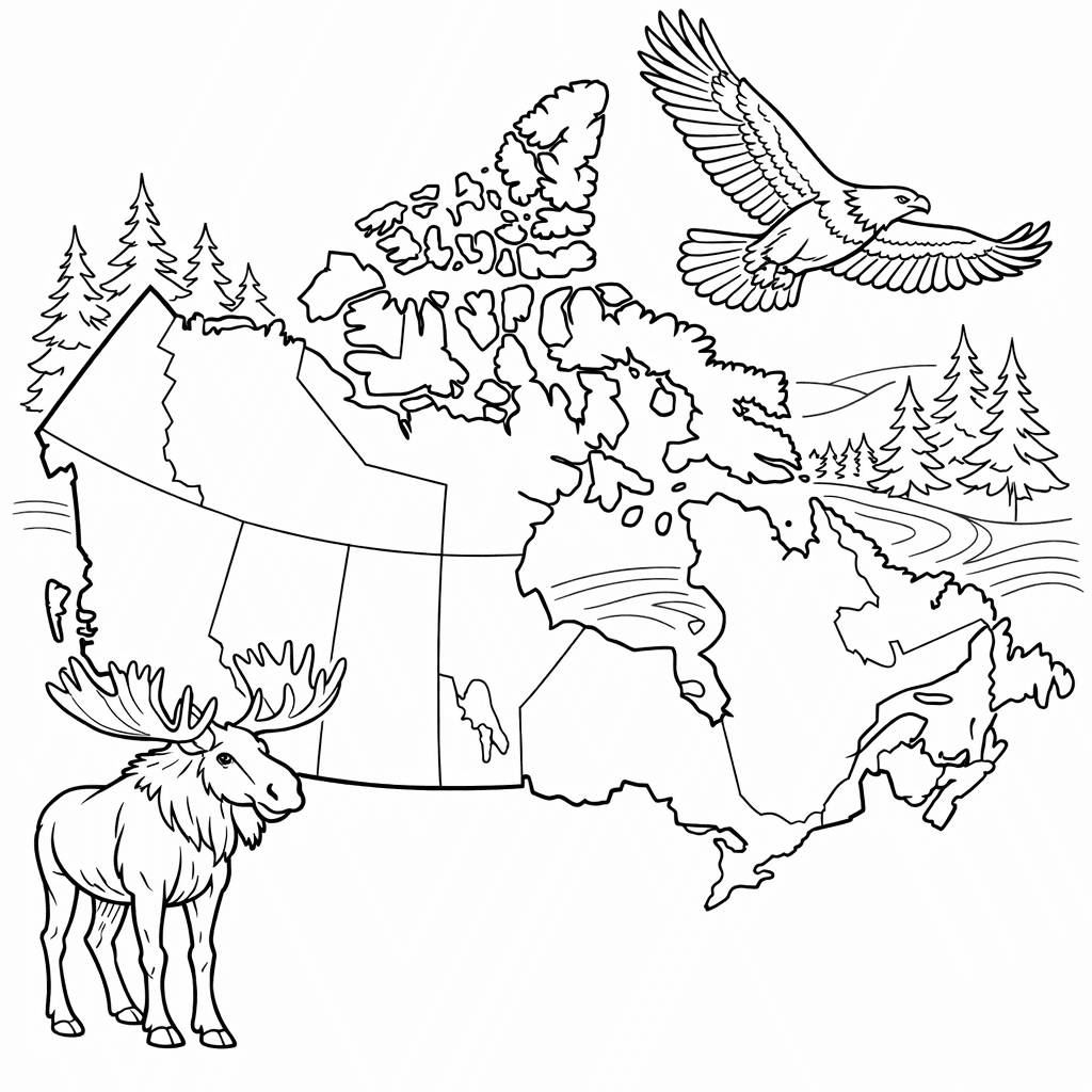 Free printable coloring page: Canada Outline, for ages 7-12