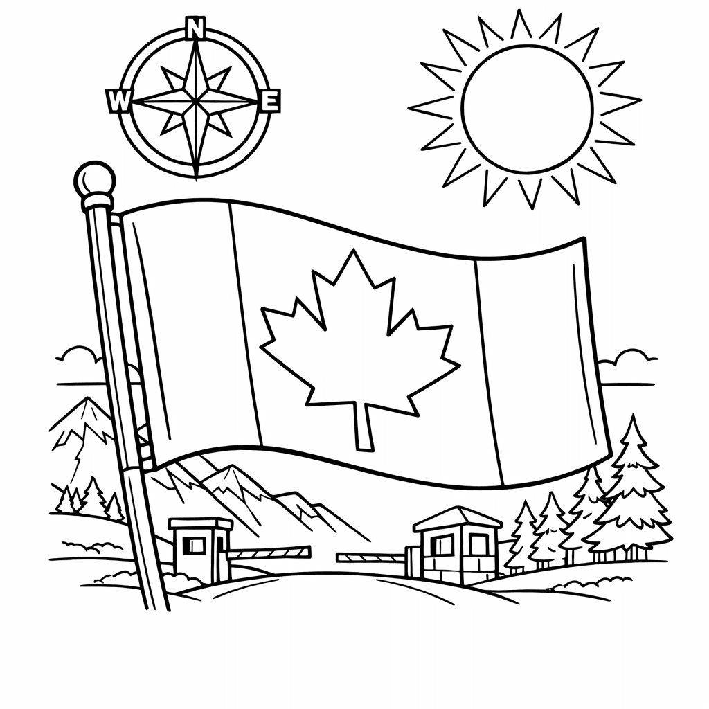 Free printable coloring page: Canada Map Outline, for ages 7-12