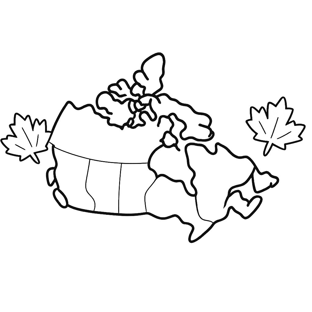 Free printable coloring page: Canada Flag, for ages 3-6