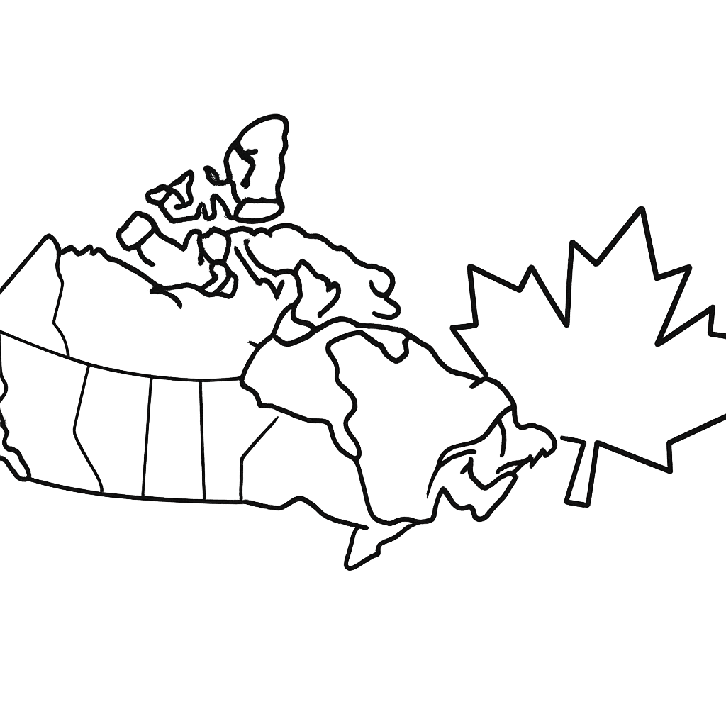 Free printable coloring page: Object Only: A Cute Canada With Clean Outlines,…, for ages 3-6