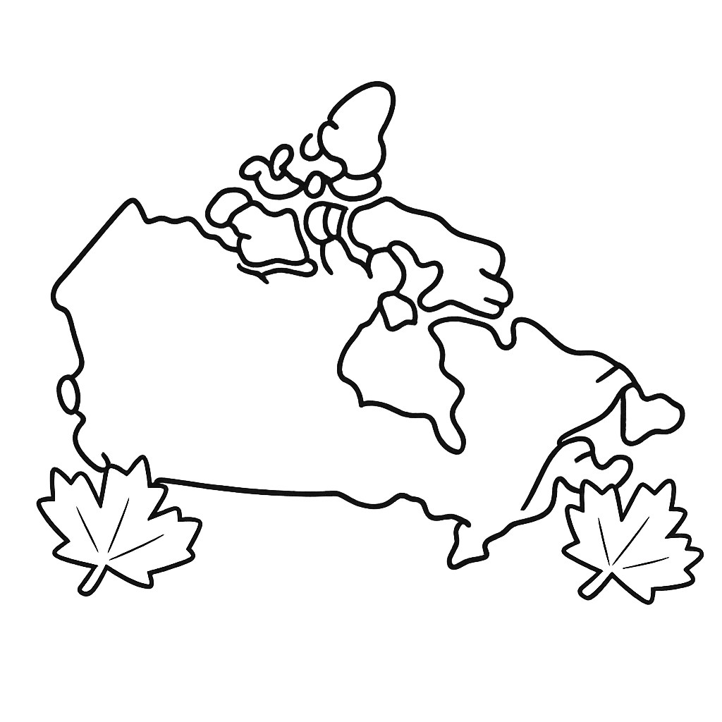 Free printable coloring page: Canada Map, for ages 3-6