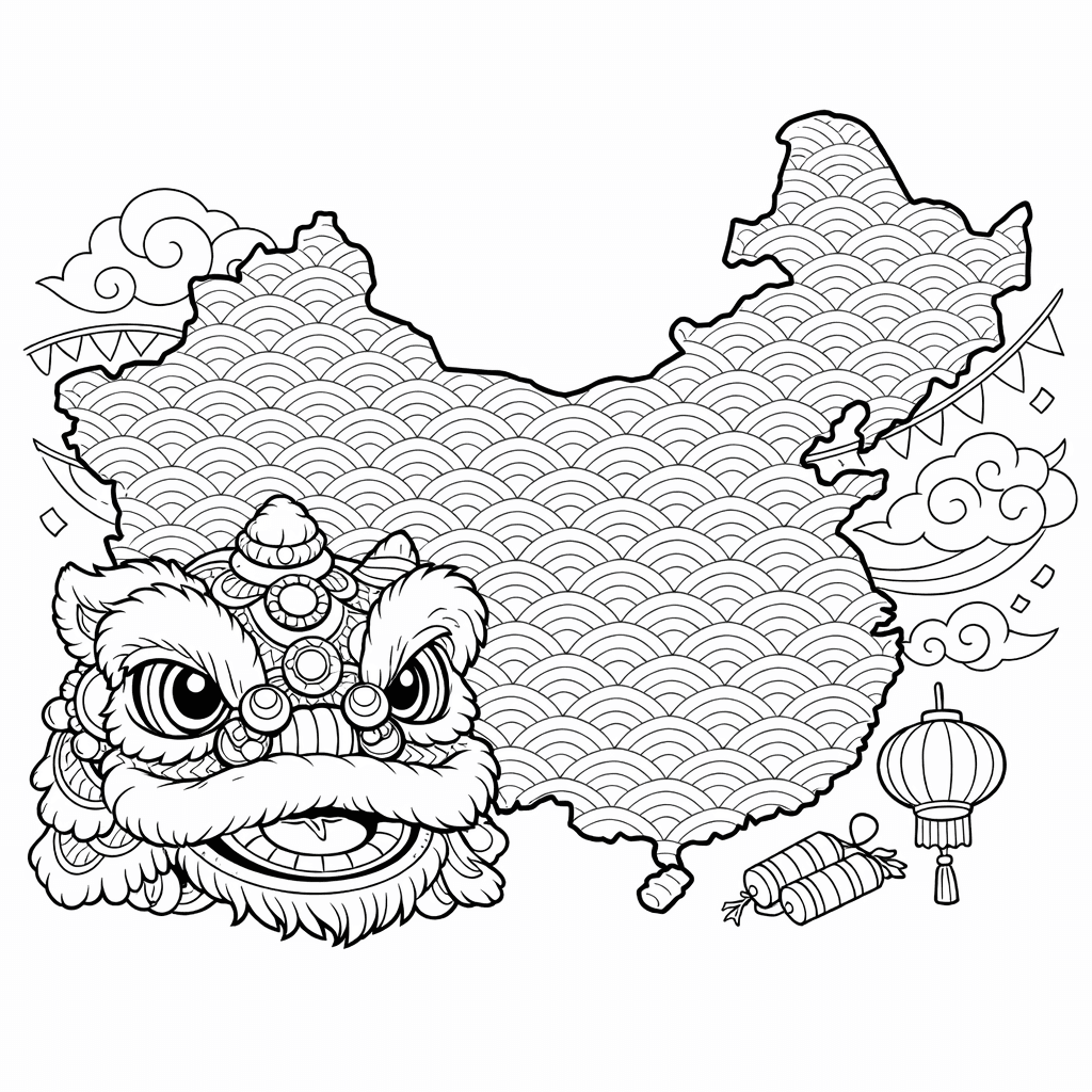 Free printable coloring page: China Map, for ages 7-12
