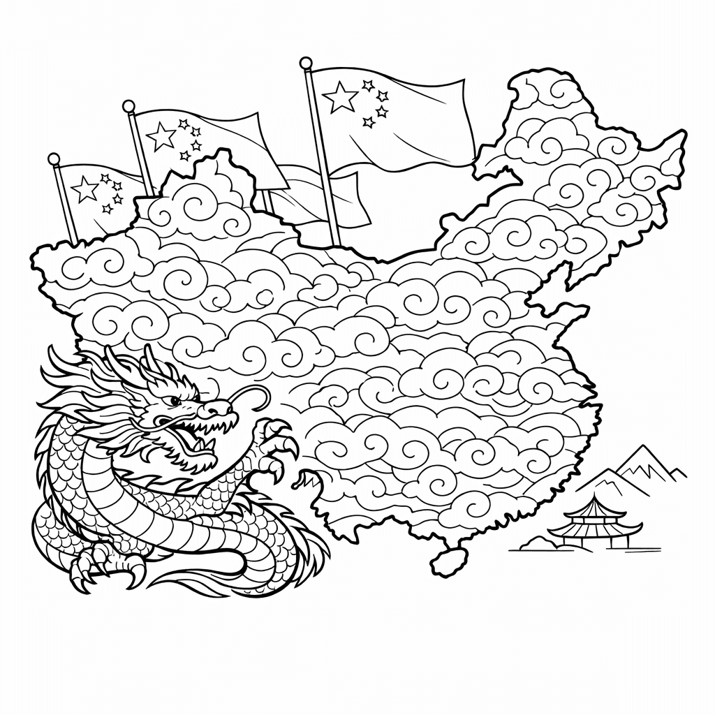 Free printable coloring page: Object Only: Two Or Three Chinas Side By…, for ages 7-12