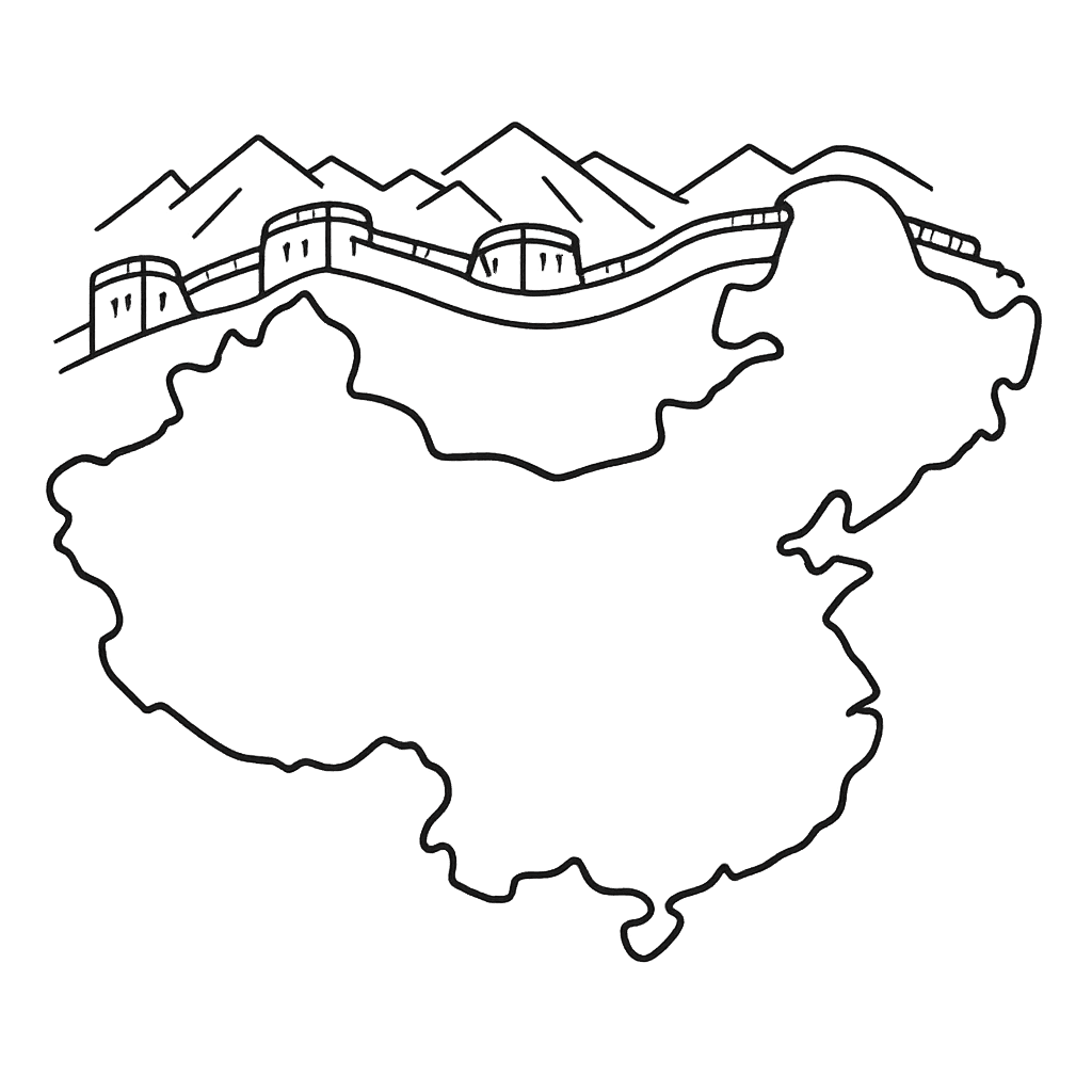 Free printable coloring page: China Simple, for ages 3-6