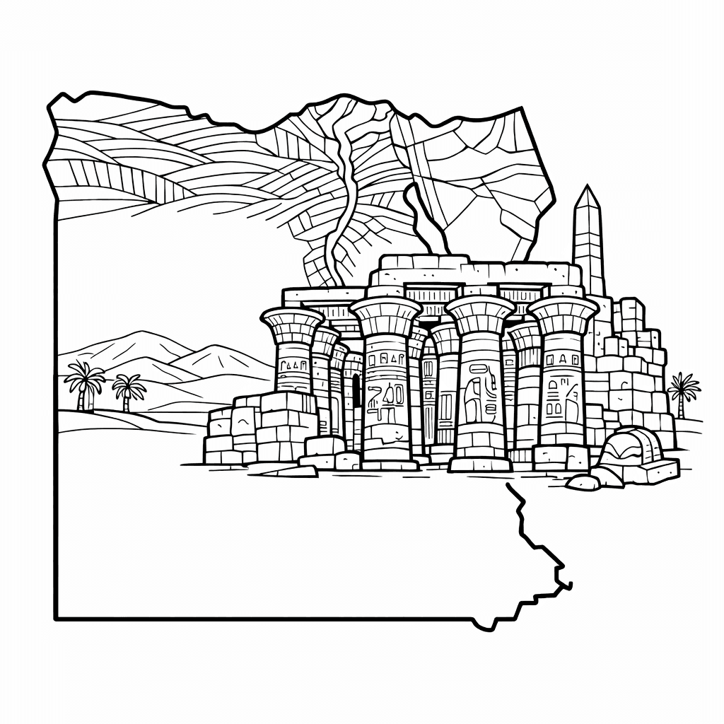 Free printable coloring page: Egypt Map, for ages 7-12