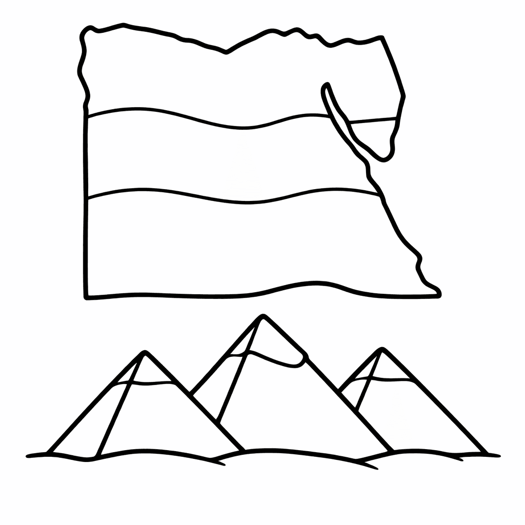 Egypt Coloring Page — Egypt And Pyramid