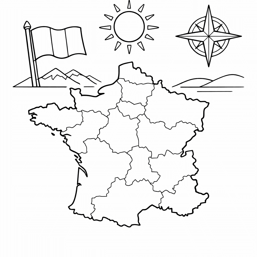 Free printable coloring page: France Outline, for ages 7-12