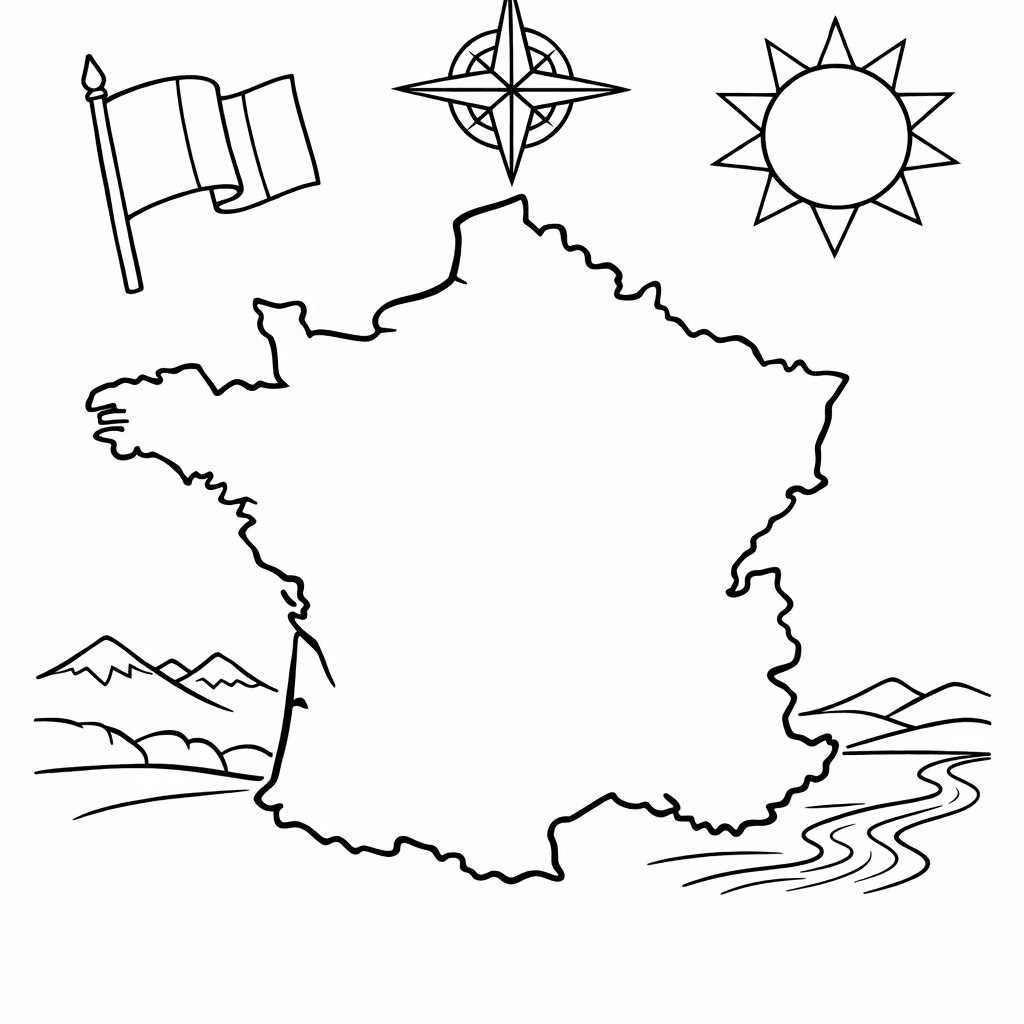 Free printable coloring page: France Simple, for ages 7-12