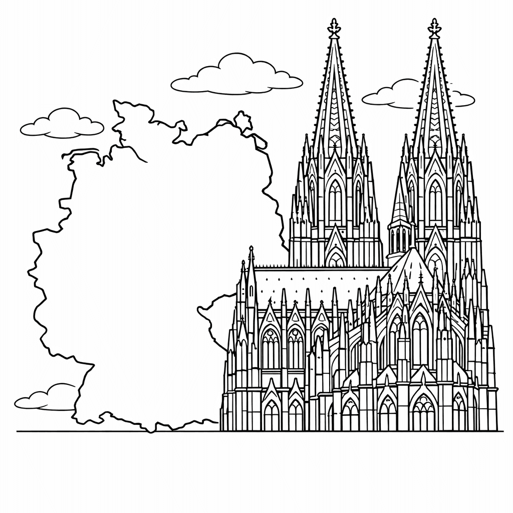 Free printable coloring page: Germany Map, for ages 7-12